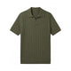 Olive Vertical-Rib Knit Polo
