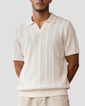 Cream Ivory-Rib Knit Polo - Front View | Tuff Haus