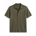 Olive Button-Down Knit Shirt