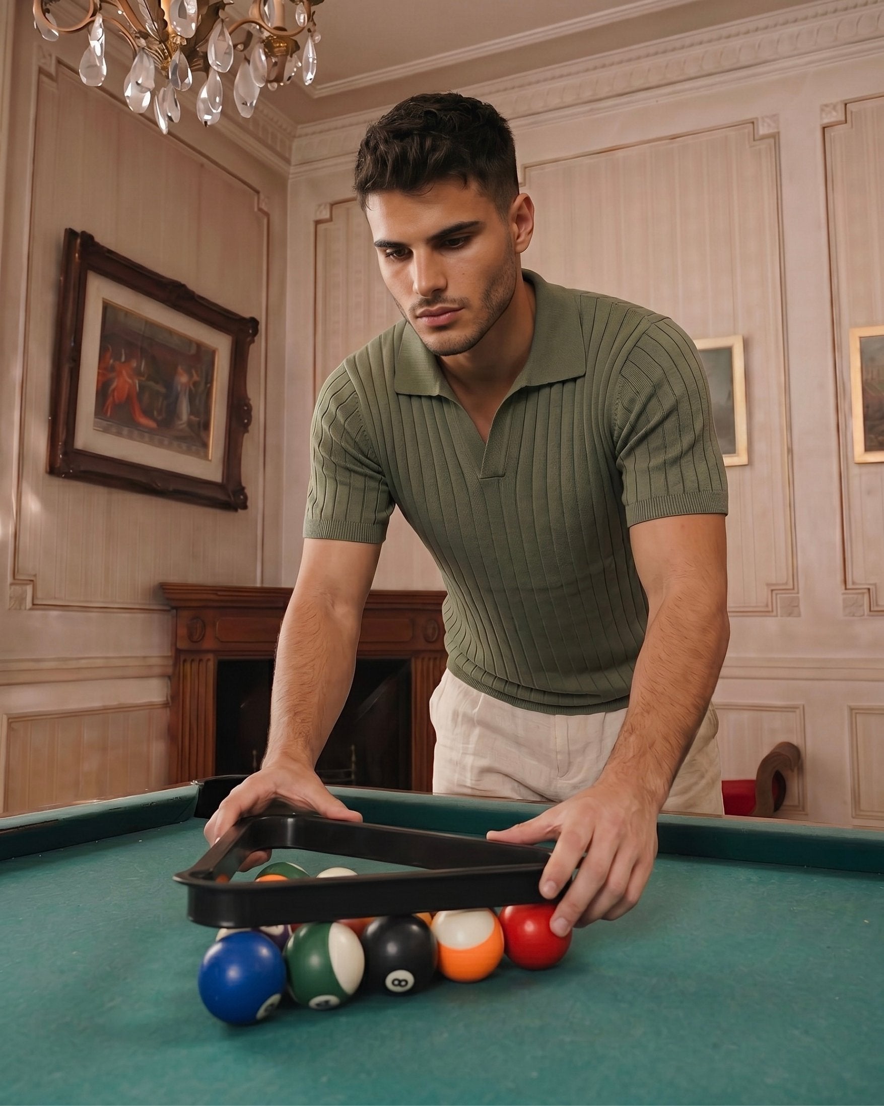 Olive Vertical-Rib Knit Polo - Lifestyle Model Wearing | Tuff Haus