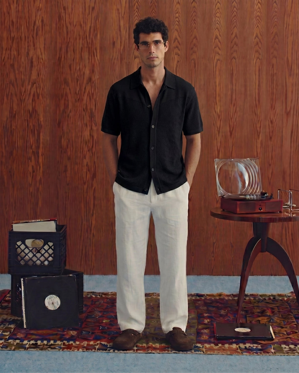 Jet Black Button-Down Knit Shirt - Knit Fabric Detail | Tuff Haus