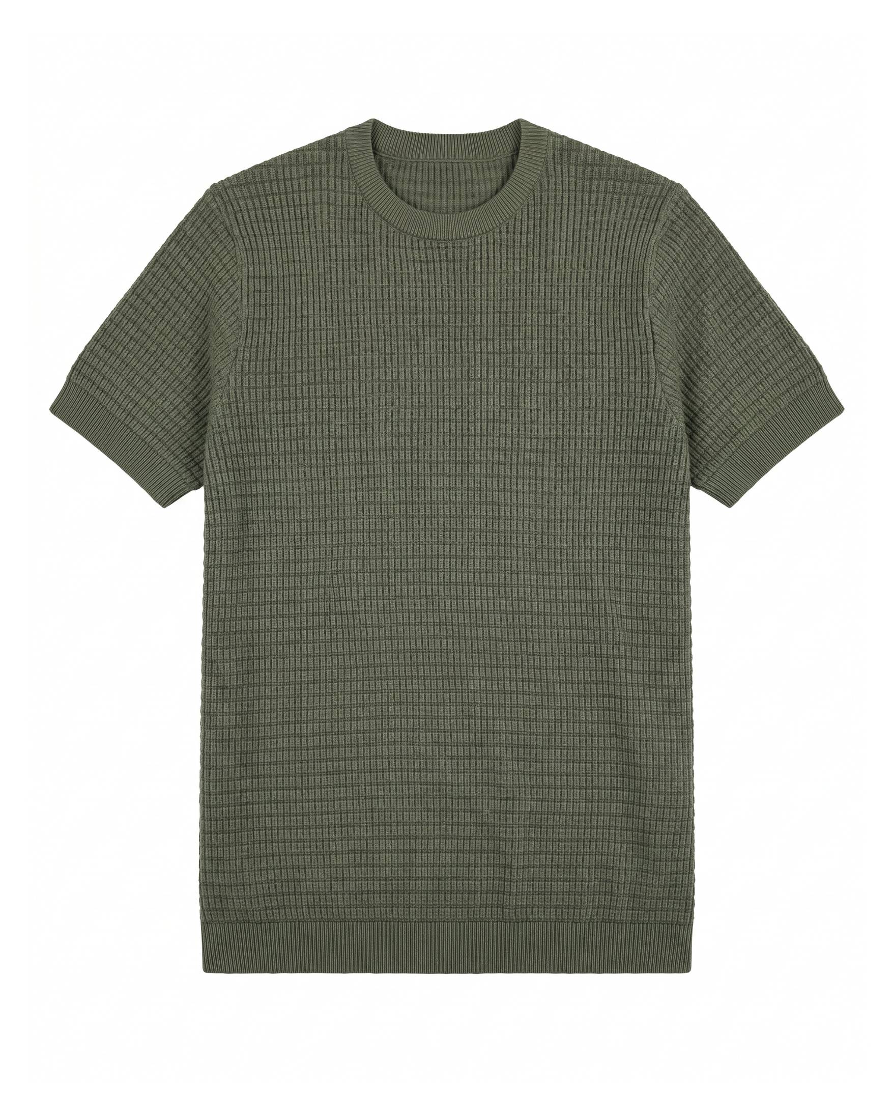 Olive Grid-Knit Crew - Lifestyle Model Wearing | Tuff Haus