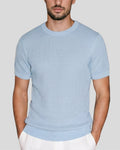 Sky Blue Grid-Knit Crew - Front View | Tuff Haus