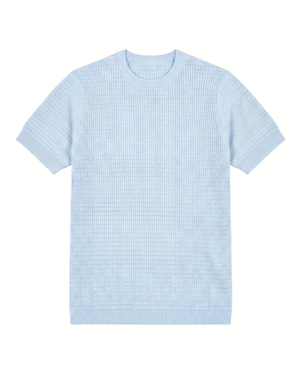 Sky Blue Grid-Knit Crew - Lifestyle Model Wearing | Tuff Haus