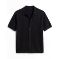 Jet Black Button-Down Knit Shirt
