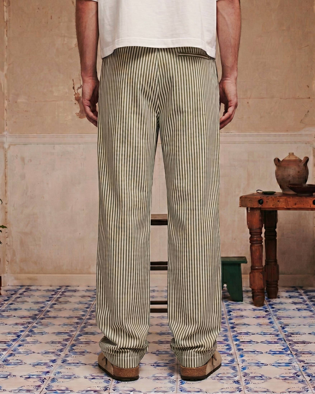Olive Striped Pants - Lifestyle Model Wearing | Tuff Haus