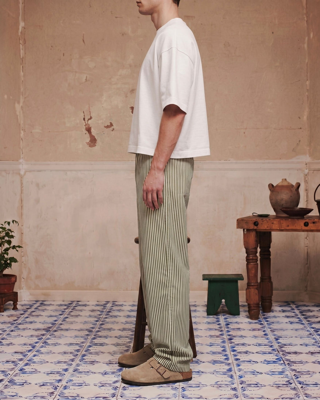 Olive Striped Pants - Side View | Tuff Haus