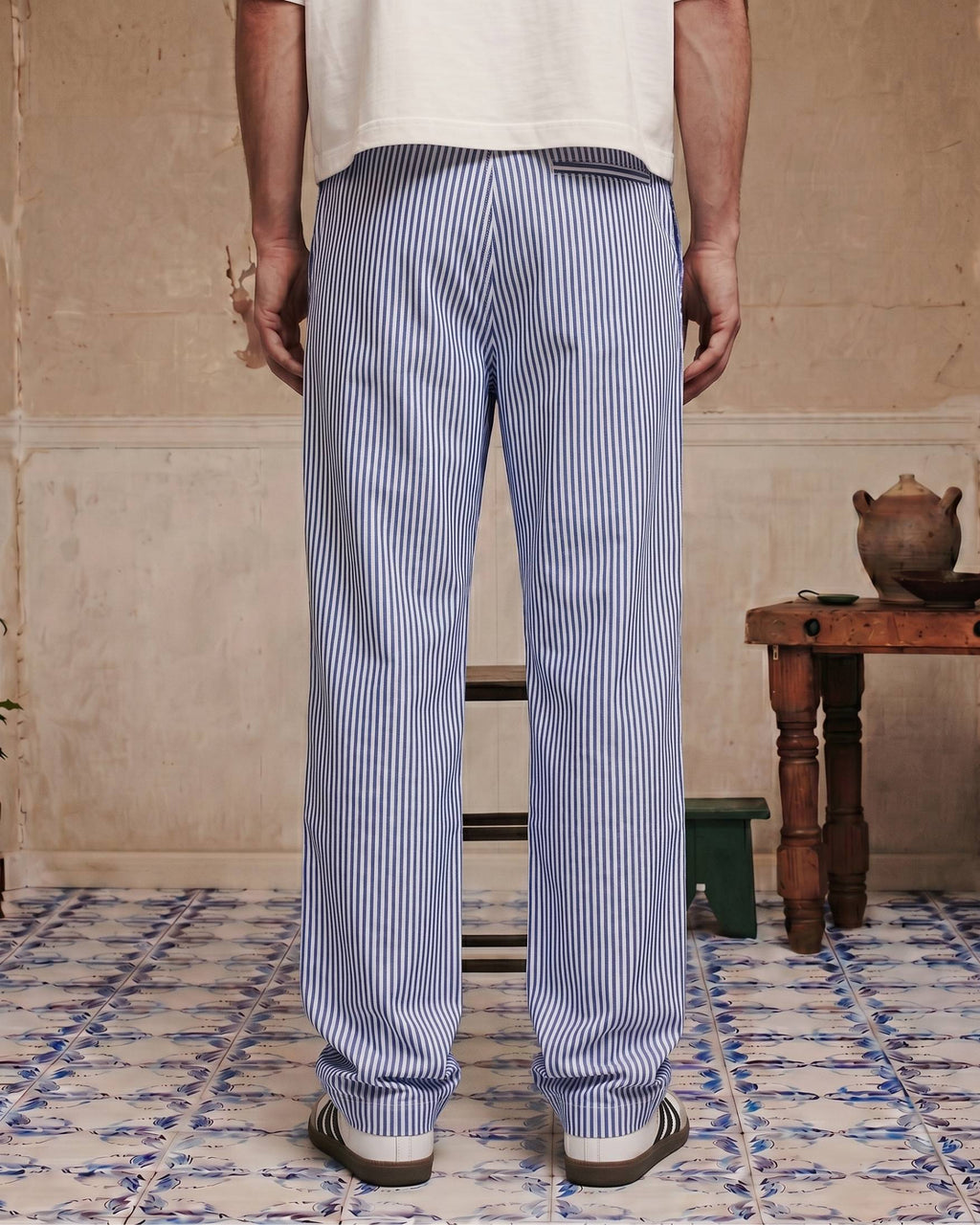 Sky Blue Striped Pants - Stripe Pattern Detail | Tuff Haus