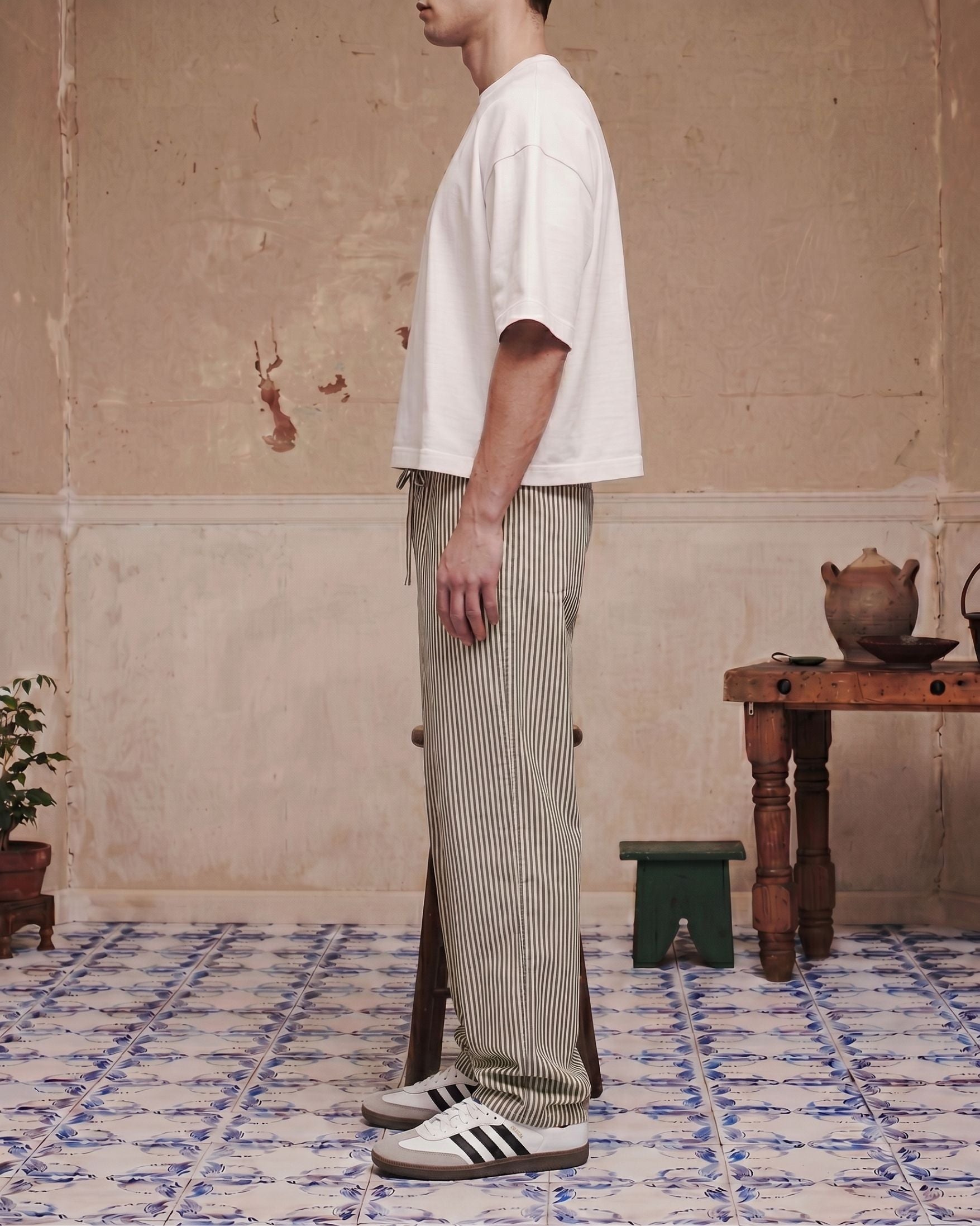 Grey Striped Pants - Stripe Pattern Detail | Tuff Haus