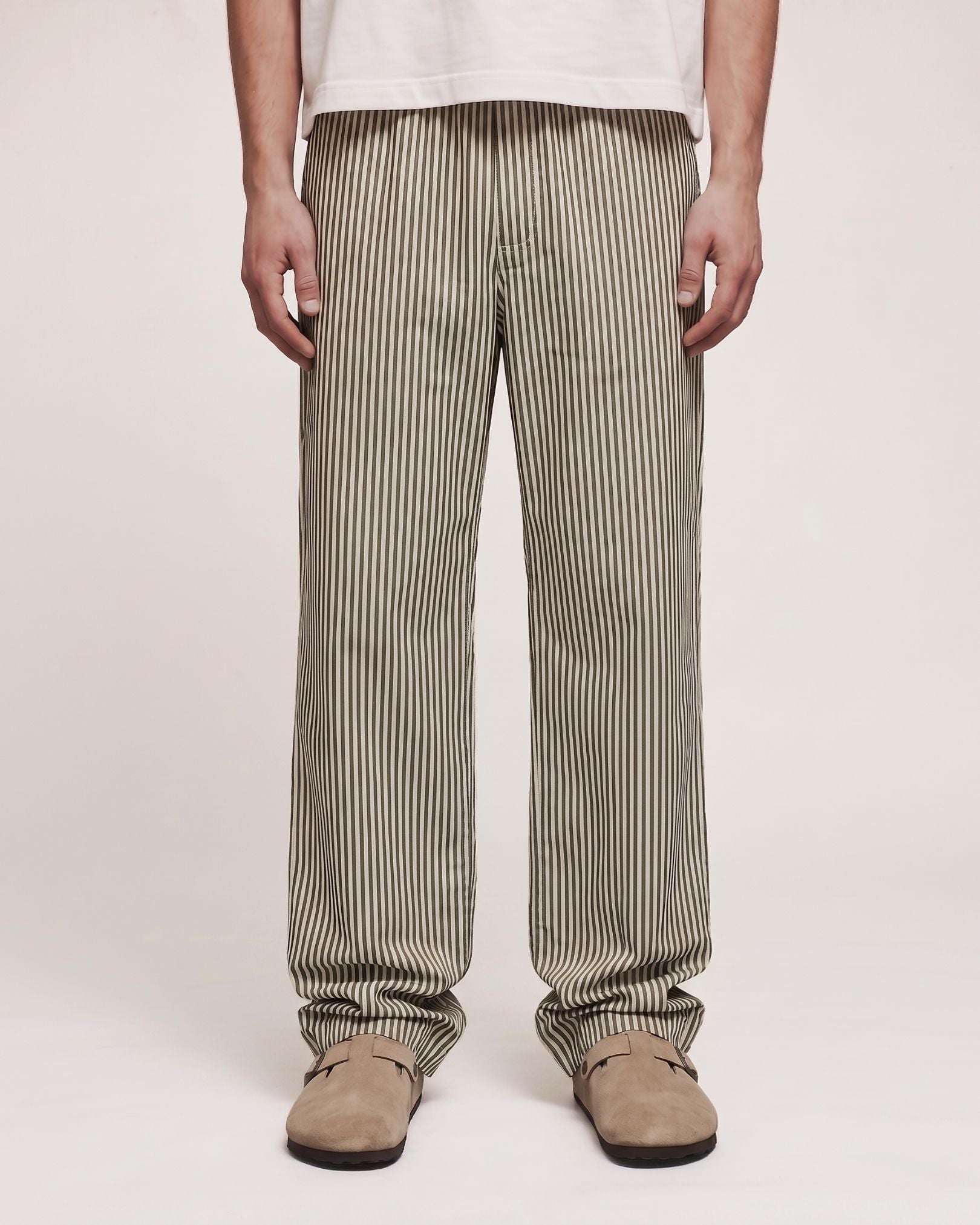 Olive Striped Pants - Front View | Tuff Haus