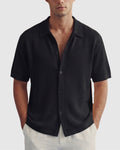 Jet Black Button-Down Knit Shirt - Front View | Tuff Haus