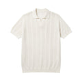 Cream Ivory-Rib Knit Polo