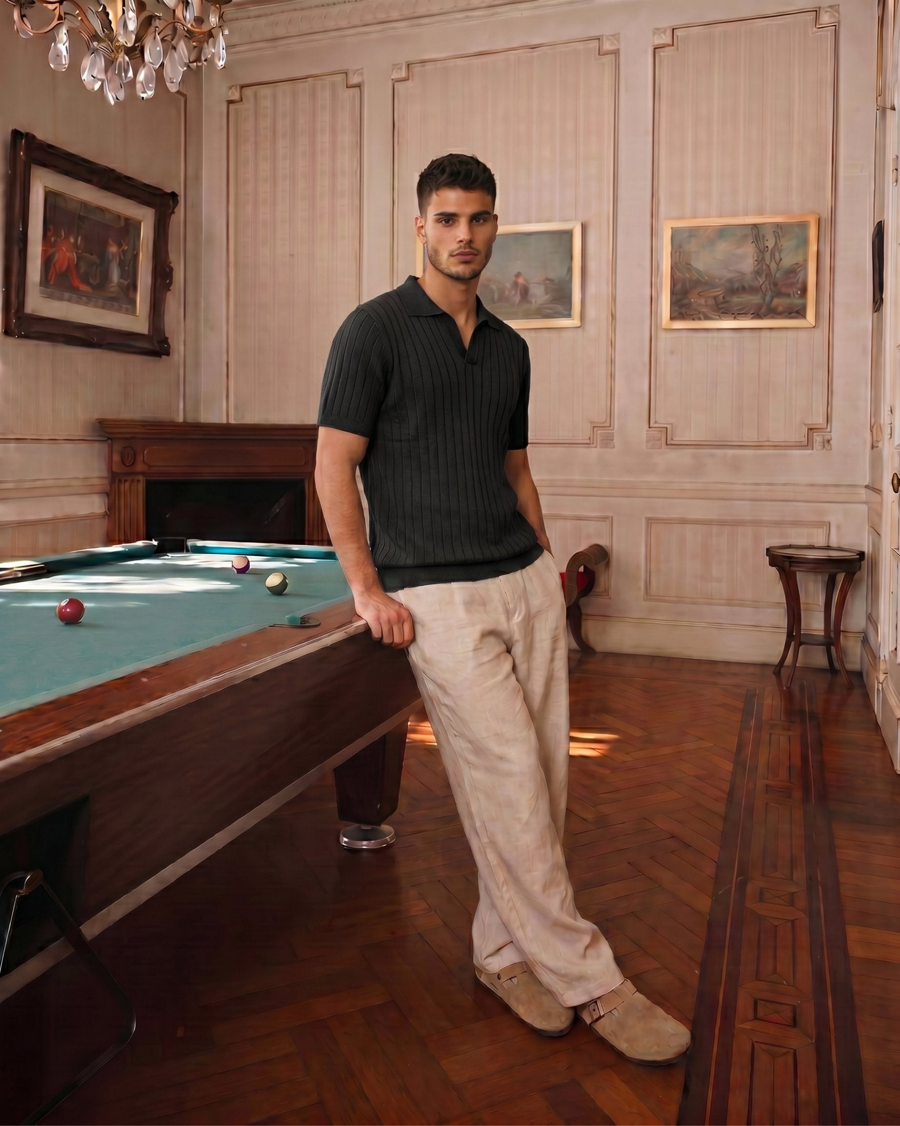 Jet Black Vertical-Rib Knit Polo - Back View | Tuff Haus