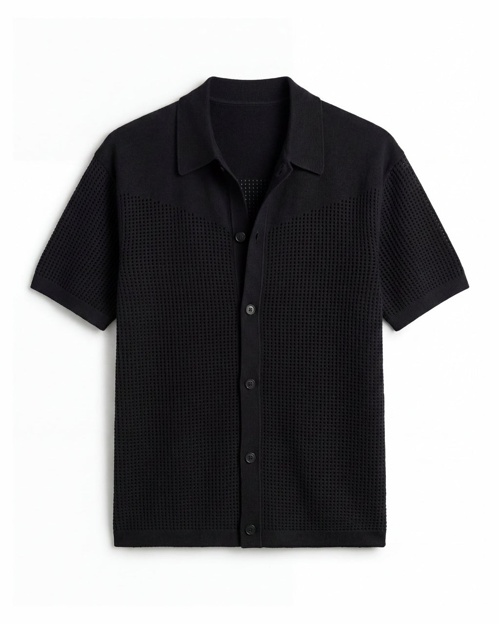 Jet Black Button-Down Knit Shirt - Lifestyle Model Wearing | Tuff Haus