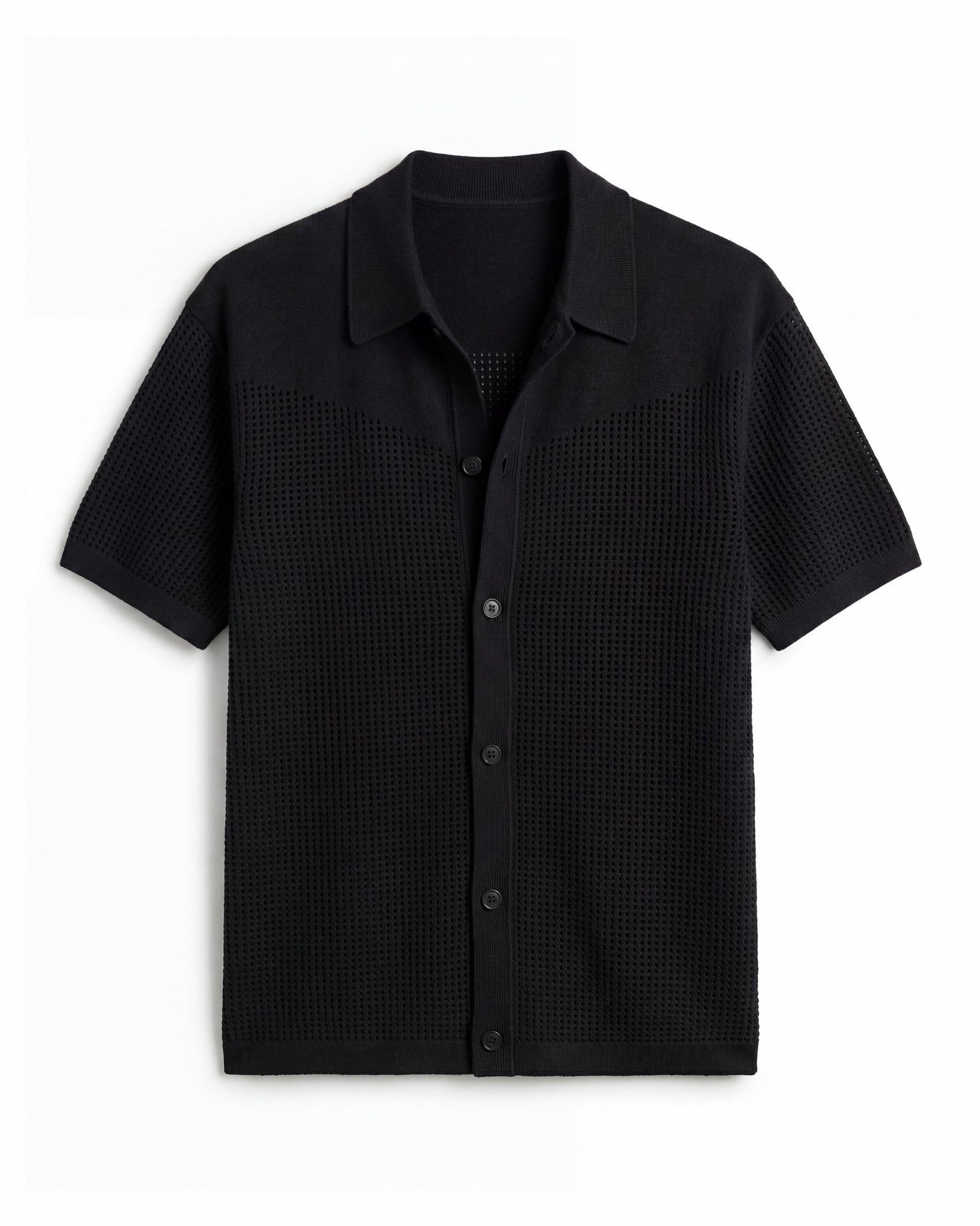 Jet Black Button-Down Knit Shirt - Lifestyle Model Wearing | Tuff Haus