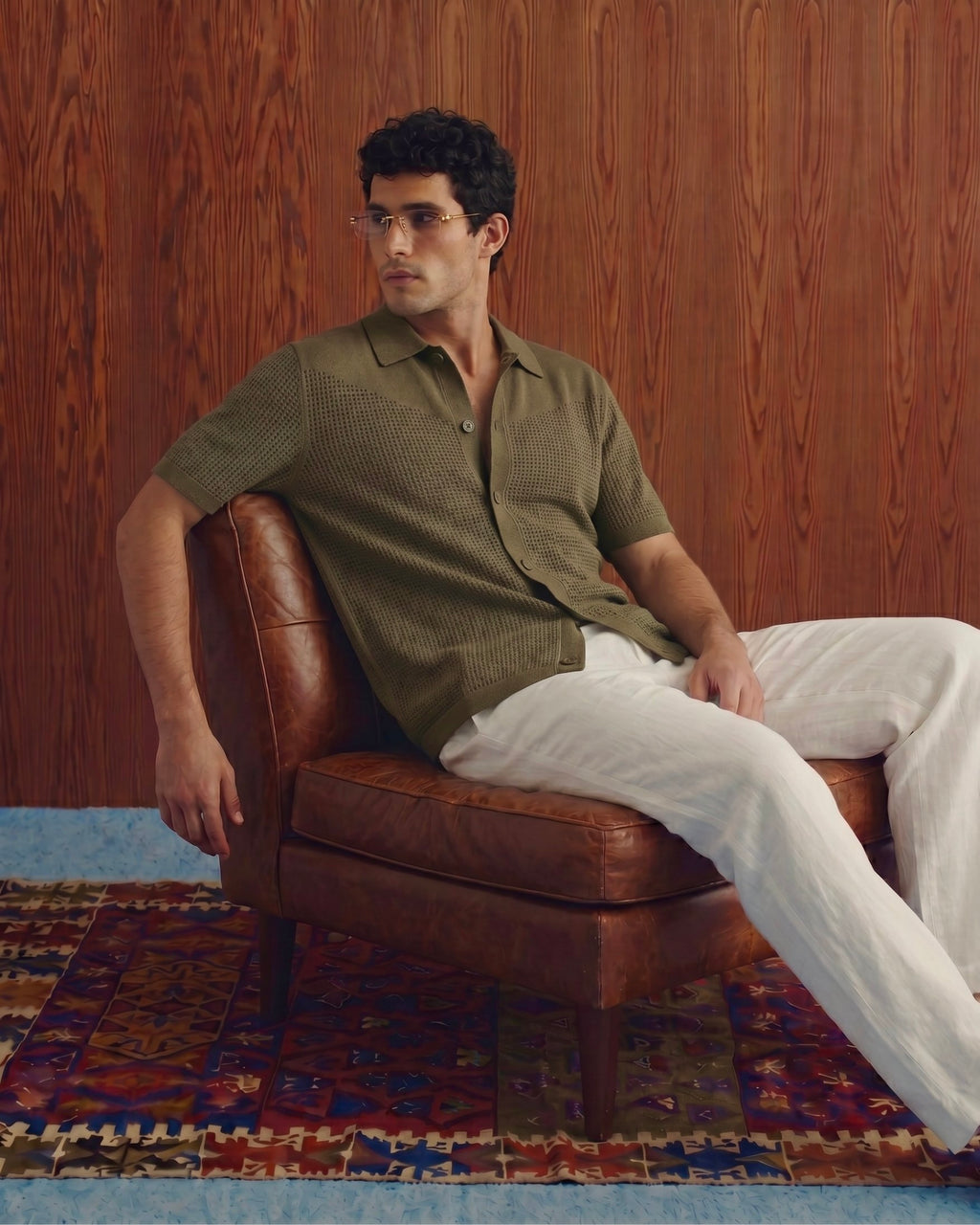 Olive Button-Down Knit Shirt - Back View | Tuff Haus