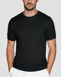 Jet Black Grid-Knit Crew - Front View | Tuff Haus