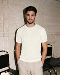Cream Grid-Knit Crew - Knit Texture Detail | Tuff Haus