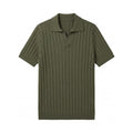 Olive Vertical-Rib Knit Polo