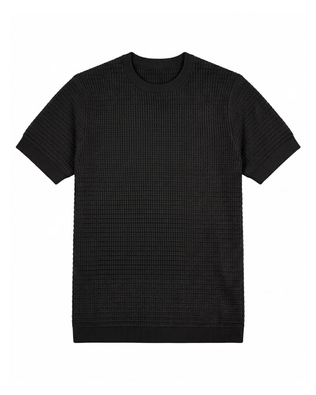 Jet Black Grid-Knit Crew - Lifestyle Model Wearing | Tuff Haus