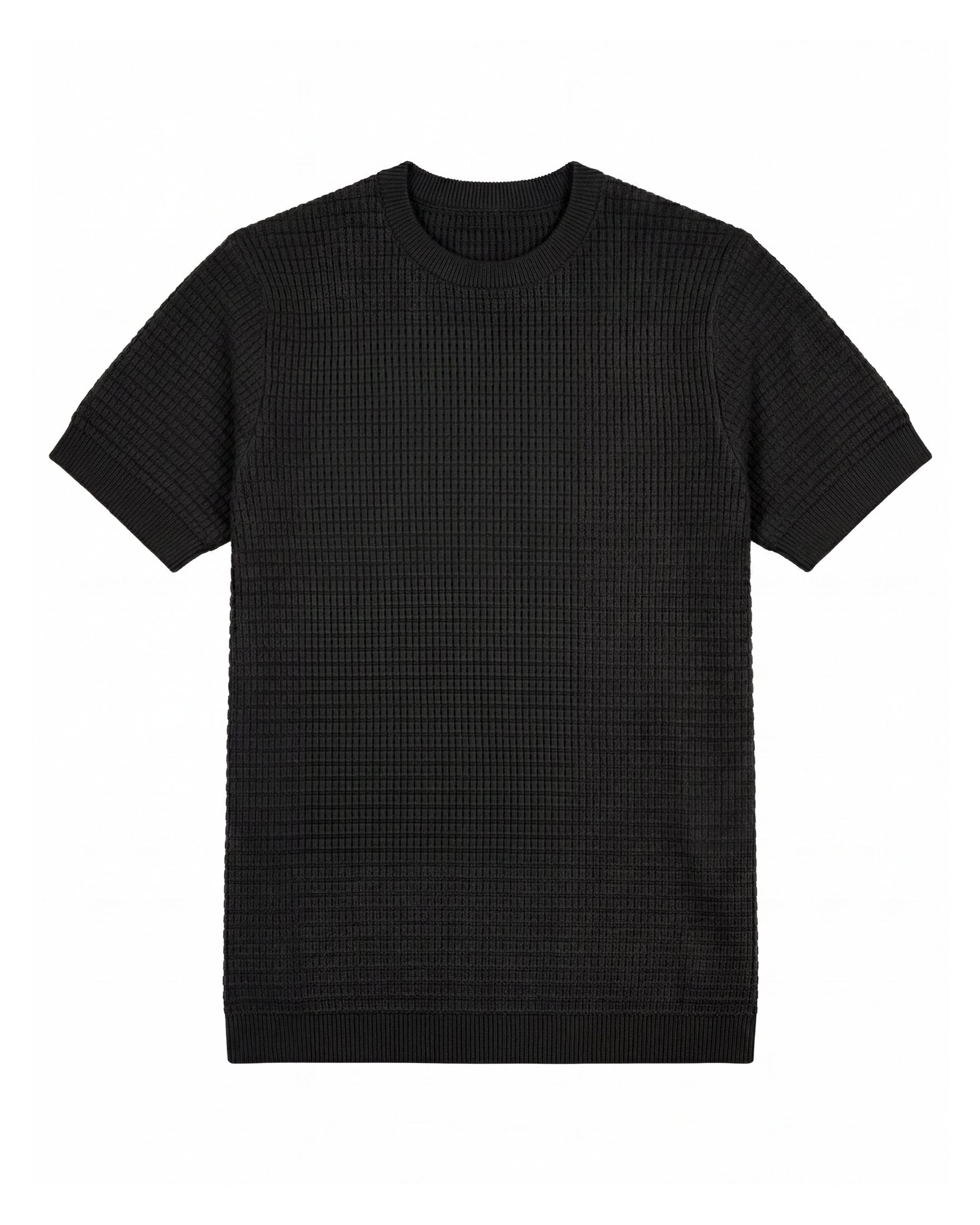 Jet Black Grid-Knit Crew - Lifestyle Model Wearing | Tuff Haus