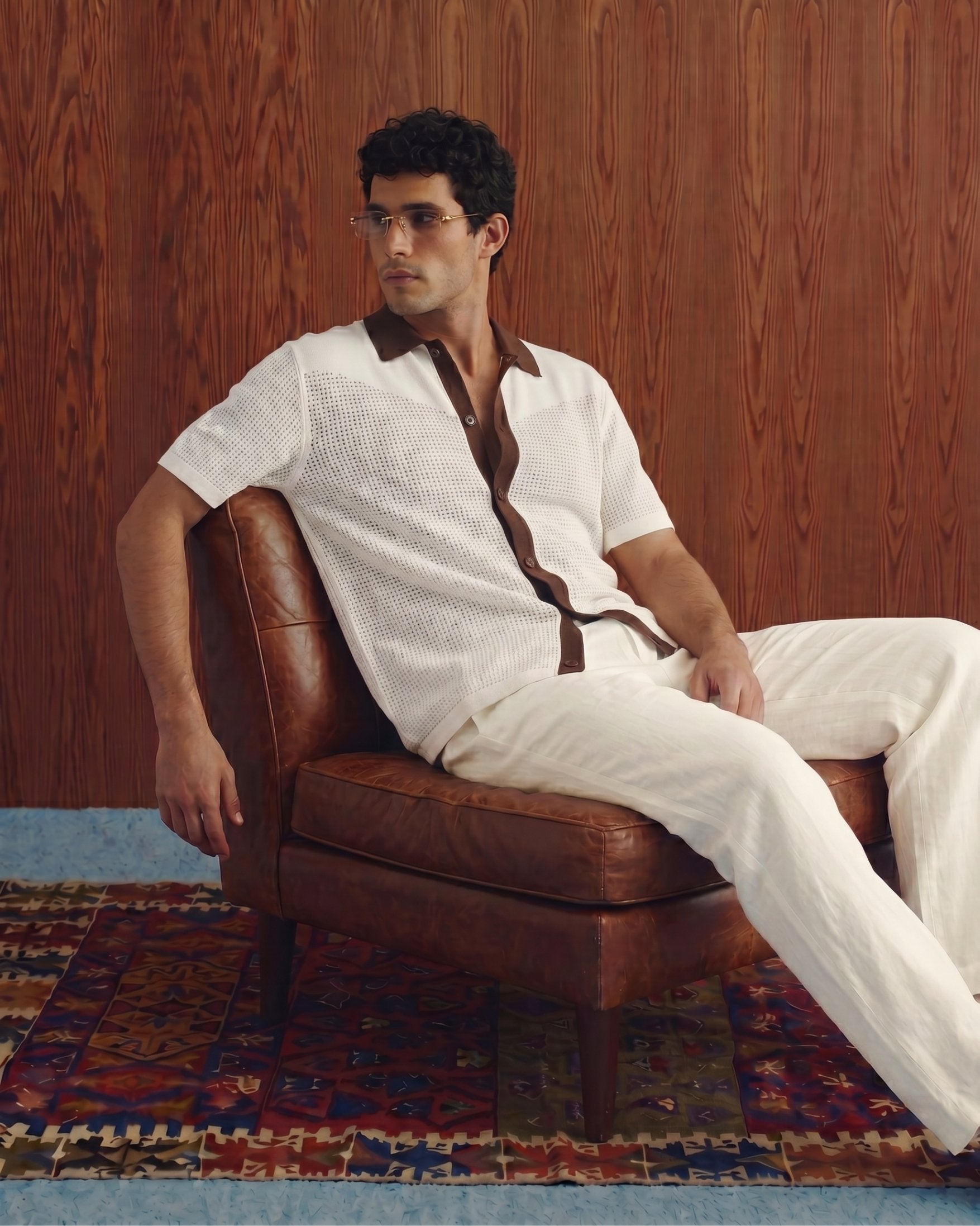 Cream Button-Down Knit Shirt - Back View | Tuff Haus