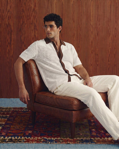Cream Button-Down Knit Shirt - Back View | Tuff Haus