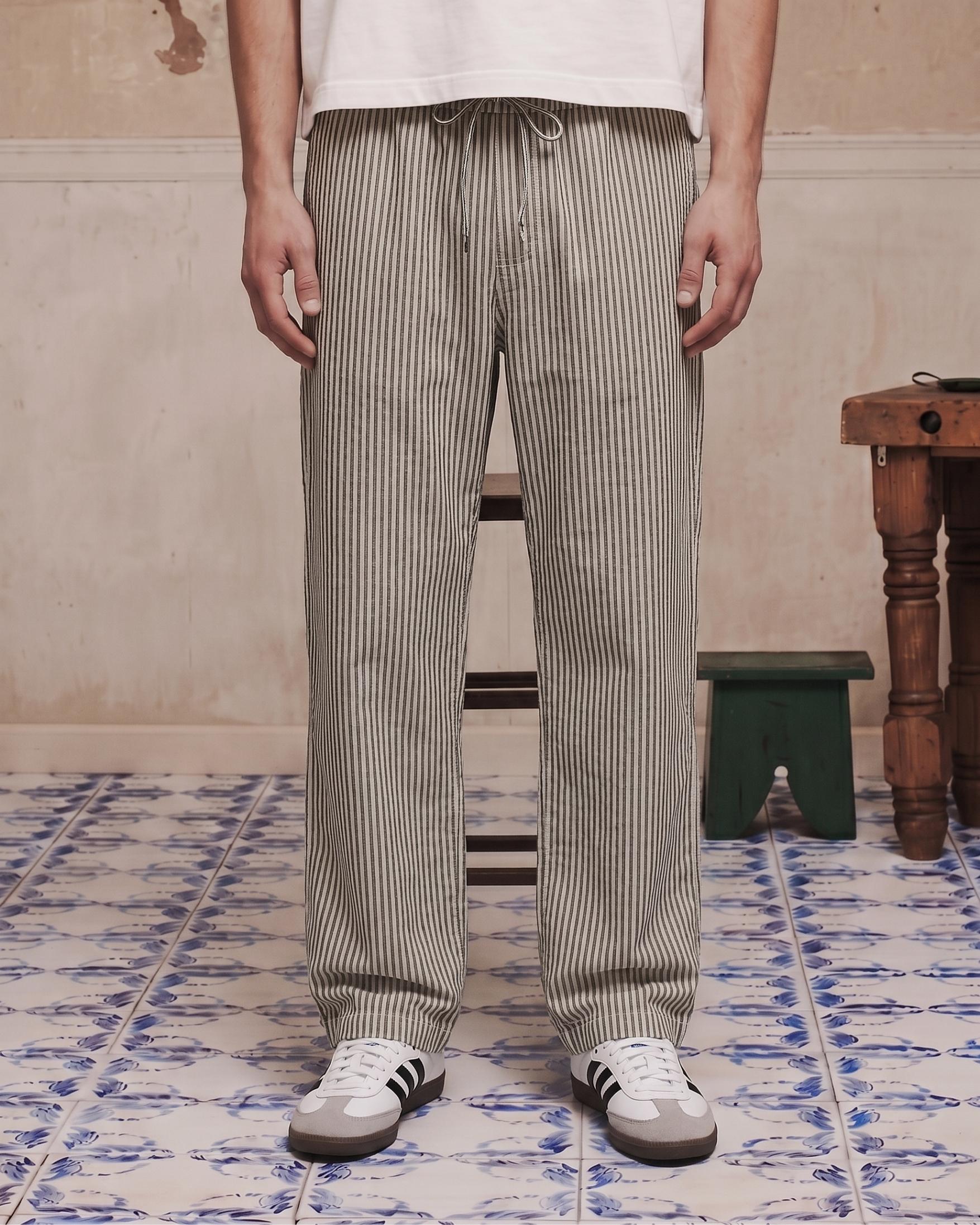 Grey Striped Pants - Lifestyle Model Wearing | Tuff Haus