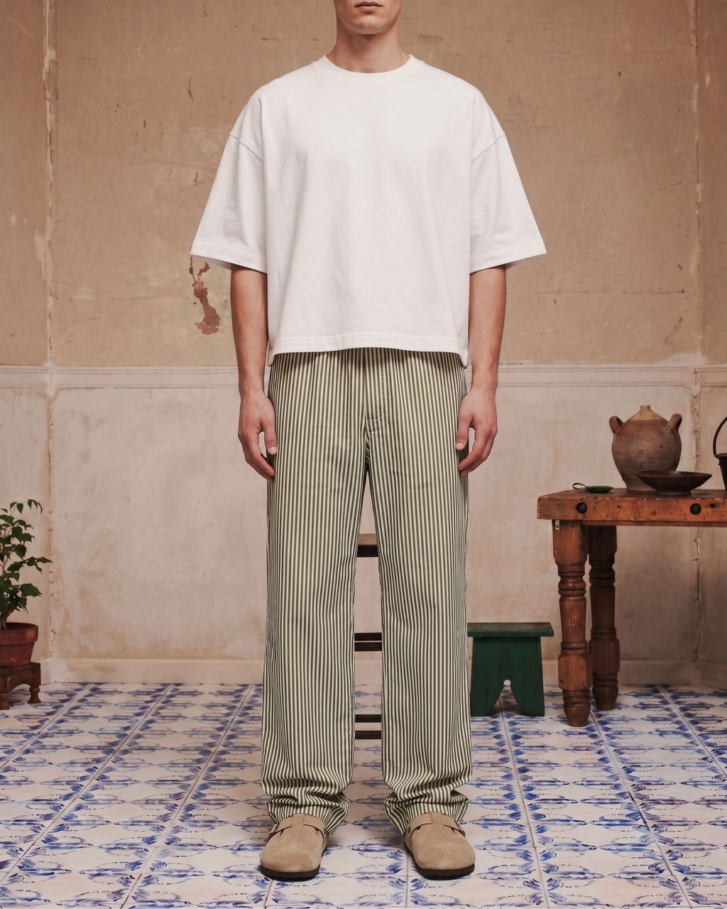 Olive Striped Pants - Back View | Tuff Haus