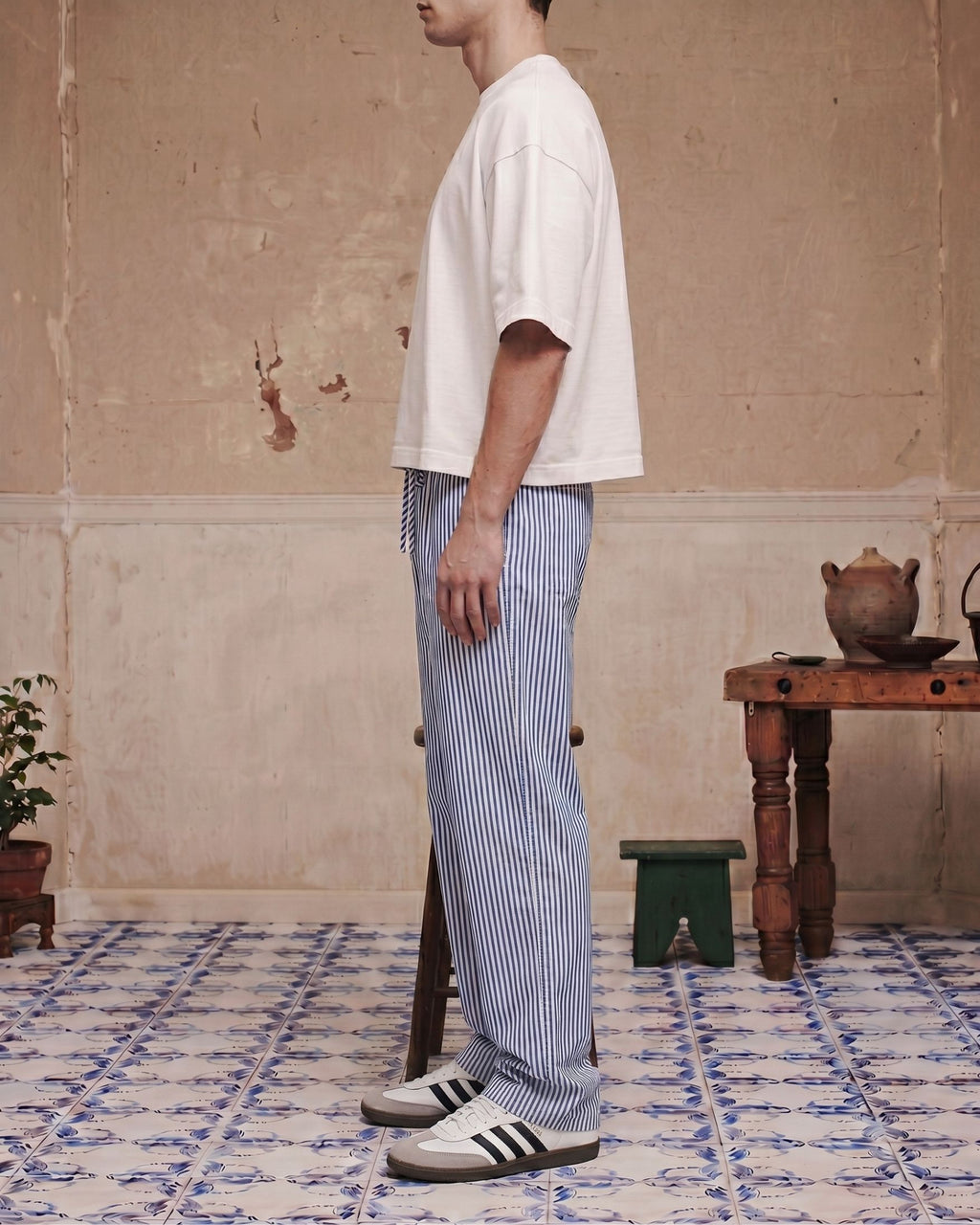 Sky Blue Striped Pants - Side View | Tuff Haus