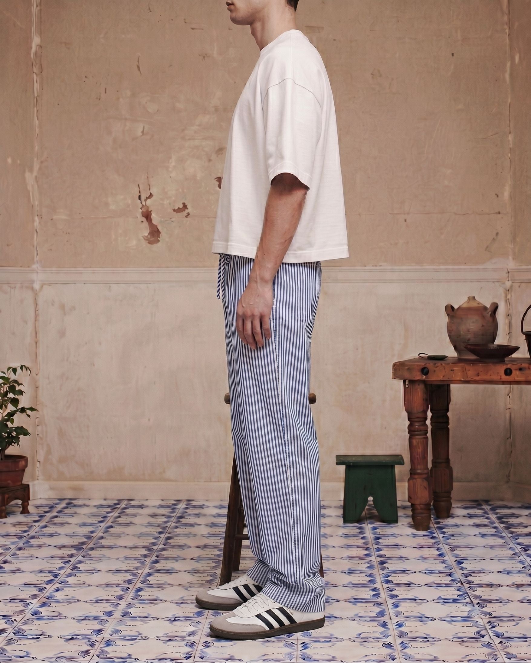 Sky Blue Striped Pants - Side View | Tuff Haus