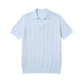 Sky Blue Ivory-Rib Knit Polo