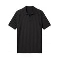 Jet Black Vertical-Rib Knit Polo