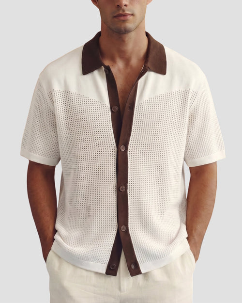 Cream Button-Down Knit Shirt - Front View | Tuff Haus