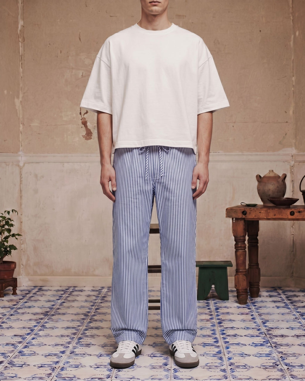 Sky Blue Striped Pants - Back View | Tuff Haus