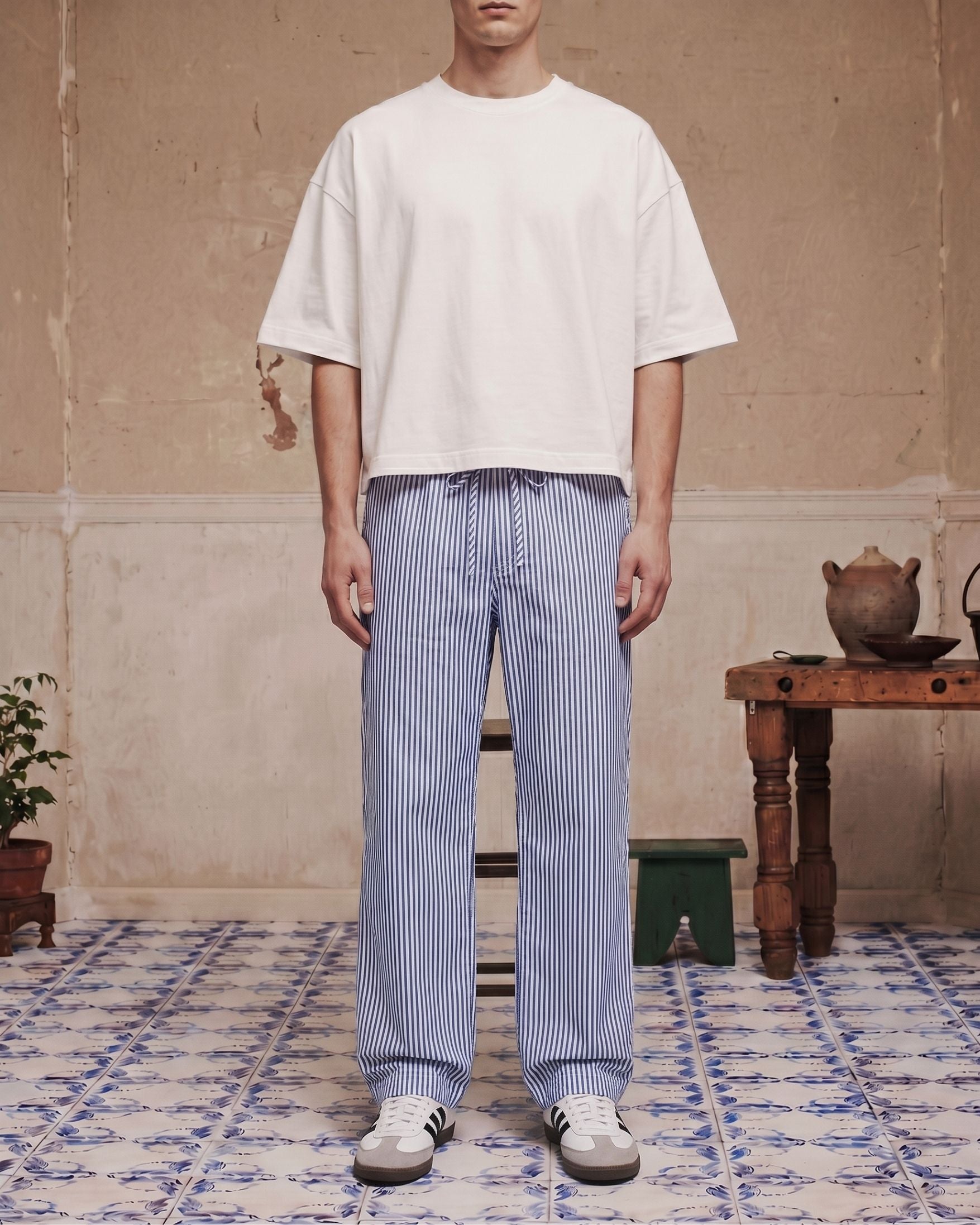 Sky Blue Striped Pants - Back View | Tuff Haus